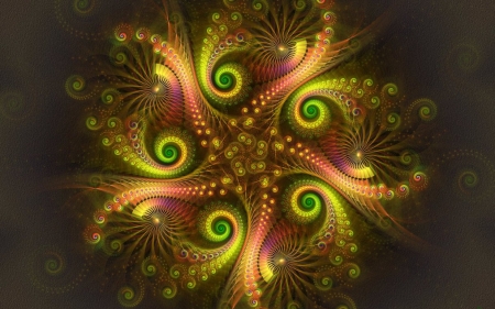 Fractal Flower - yellow, colors, spirals, flower, fractal