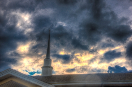 The Heavens Above - christian, hdr, heavens, The Heavens Above, cross, church