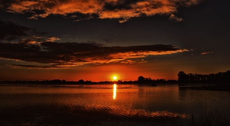 Beautiful sunset - Evening, Cloud, Sun, Sky, Beach