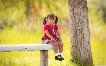 Flower Child - sitting, peace sign, girl, baby, nature lover