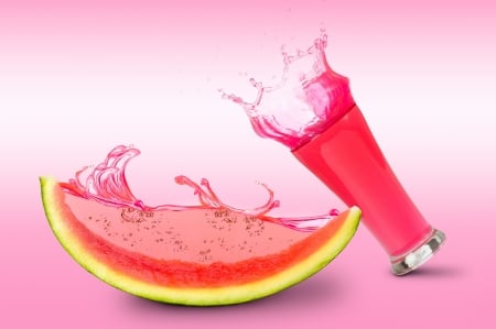 :-) - summer, creative, pink, drink, fantasy, watermelon, fruit, luminos, glass, glossy