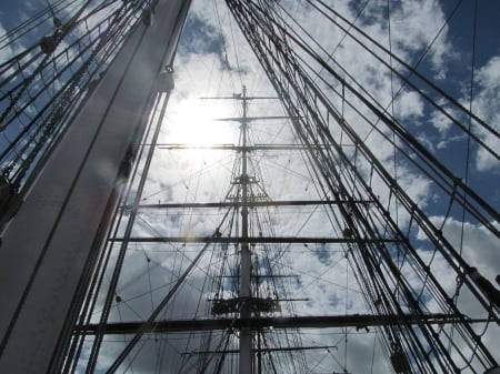 Up in the Rigging - rigging, greenwich, sailboats, clippers, sailing