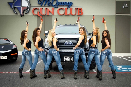 A Popular Club. . - club, style, girls, western, women, models, pistols, cowgirls, nra, outdoors, brunettes, fun, female, boots, blondes