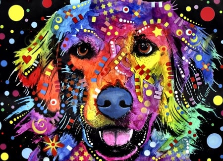 Love is Golden - Dog F - pets, abstract, artwork, beautiful, canine, golden retriever, wide screen, illustration, animal, dogs, painting, art, fractal