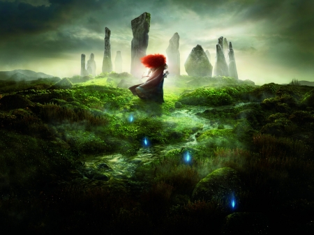 Brave - princess, girl, merida, movie, brave, disney, green