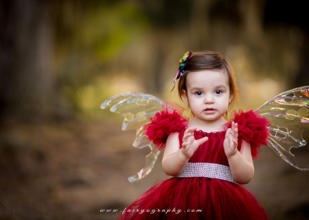 Fairy - dress, fairyography, copil, child, red, wings, fairy, cute, little