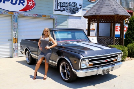 1968 Chevy C10 350 and Girl - Car, Girl, Truck, Pickup, 350, Old-Timer, Chevy, C10