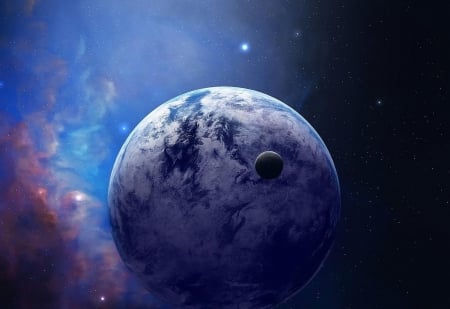 Planets - space, cosmos, blue, planet, stars, luminos, nebula