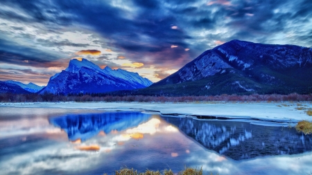 Lake Mountain - nature, sky, lake, reflection, mountain, twilight