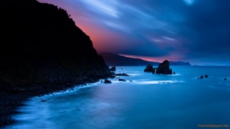 Rocky Shore - rocky, shore, nature, sea, ocean, mountain, sky