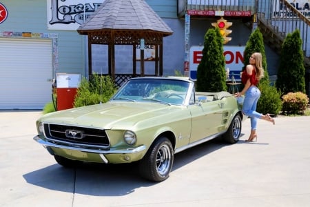 1967 Ford Mustang Convertible 289 Automatic and Girl - Muscle, Car, 289, Mustang, Girl, Ford, Convertible, Automatic, Old-Timer