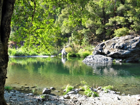 the north fork - rocks, water, river, green