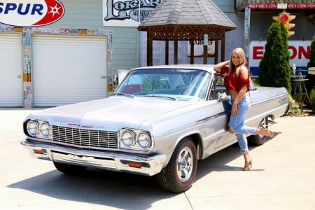 1964 Chevy Impala SS 409 Tribute and Girl - Muscle, Car, Impala, 409, Girl, Tribute, SS, Old-Timer, Chevy