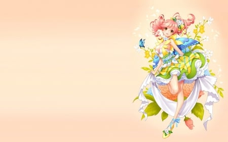 Spring goddess - goddess, butterfly, fantasy, spring, girl