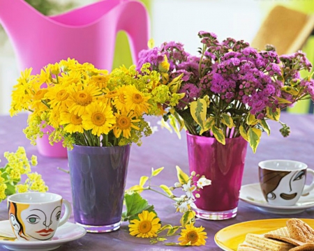 Beautiful Flowers - bloom, flowers, vase, cup