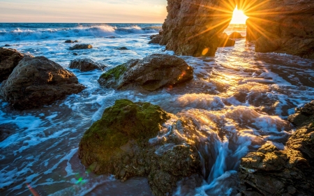 beach sunset - cool, fun, beach, sunset, ocean, nature