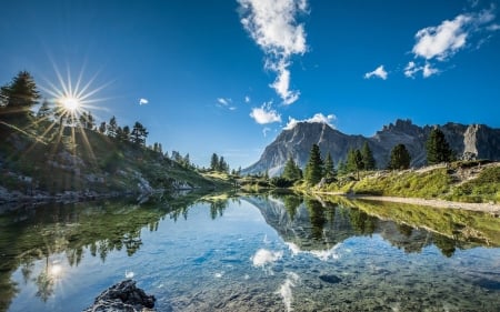 nature - fun, nature, lake, forest, cool, mountain