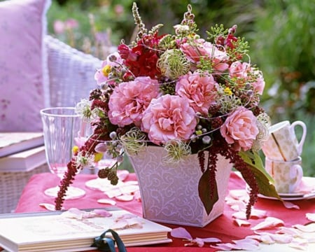 Beautiful Flowers - flowers, container, pink, bloom