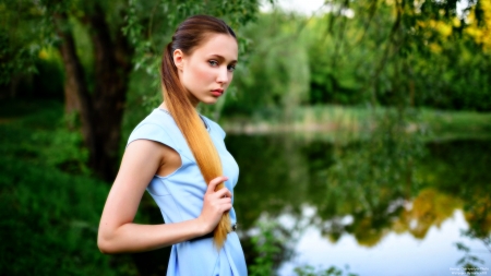 Beautiful-Russian-Models-73 - lake, bue, model, dress