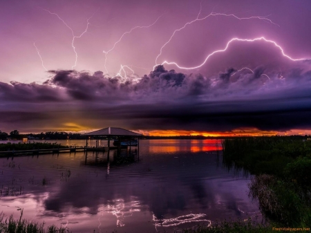 Purple Stormy Clouds - stormy, sky, clouds, sea, nature