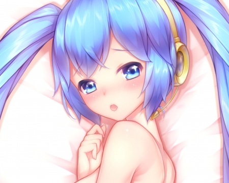 Hatsune Miku - manga, vocaloid, anime, headphones, blue, girl, hatsune miku