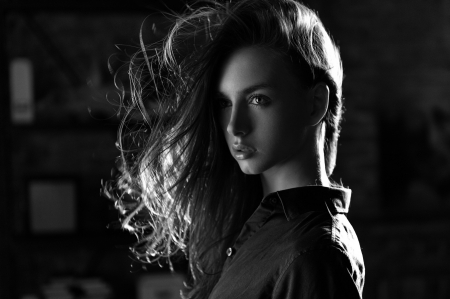 Women - black, white, and, photography, Women, girl