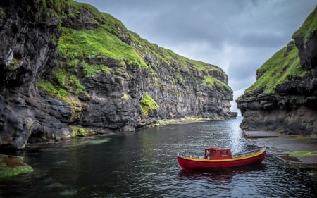 Faroe Islands - boat, faroe, islands, river