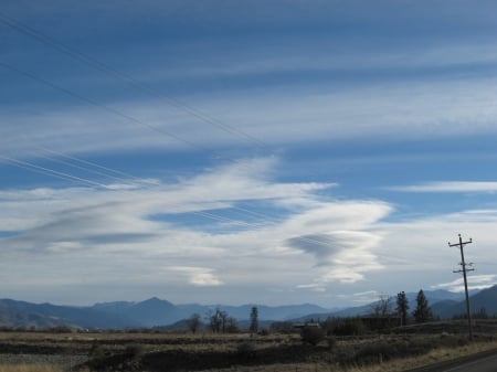 strange clouds - sky, scenery, road, clouds