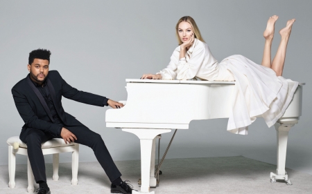 Candice Swanepoel - woman, harpers bazaar, girl, couple, black, model, white, piano, man, candice swanepoel