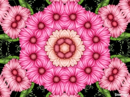 PINK DAISIES KALEIDOSCOPE - IMAGE, DAISIES, PINK, ABSTRACT