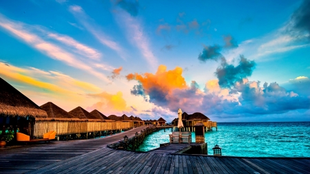 PARADISE - sky, maldives, landscape, places, paradise, reflections, nature, evening, clouds, splendor