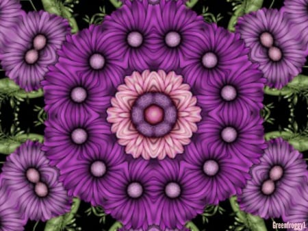 PURPLE DAISY KALEIDOSCOPE - PURPLE, ART, IMAGE, ABSTRACT