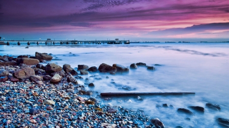 Blue Ocean Rocky Beach - rocky, nature, blue, beach, ocean, sky