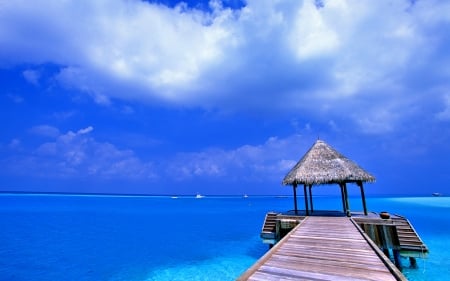 DECK on the OCEAN - nature, ocean, landscape, paradise, clouds, splendor, blue sky