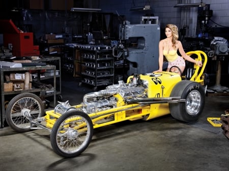 Moon Eyes Dragster - Yellow, Babe, Shop, Model