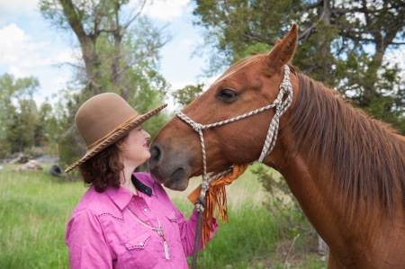 Tender Touch . . - women, fun, female, hats, brunettes, western, girls, cowgirl, style, outdoors, horses, ranch