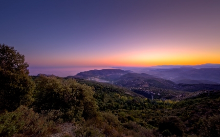 Scenic Ocean Landscape at Twilight - sunsets, sky, mountains, oceans, landscapes, nature, twilight