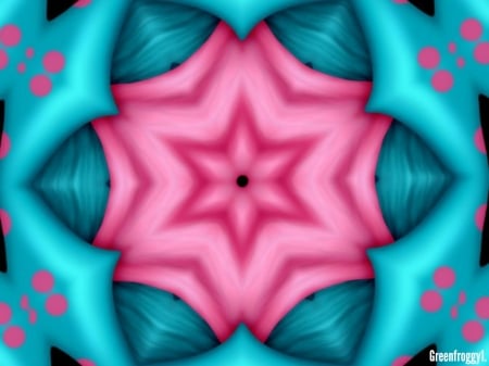 PINK AND BLUE KALEIDOSCOPE - pink, abstract, art, blue