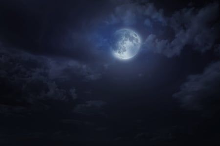 Full moon - moon, sky, cloud, dark, luminos, night, luna, fantasy