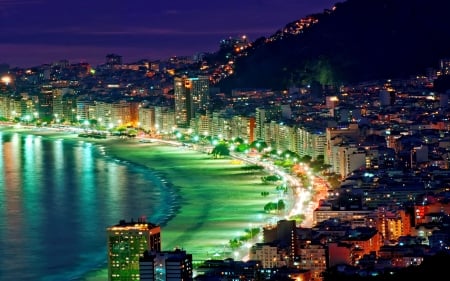 Rio De Janeiro - sky, ocean, light, rio de janeiro, night, view, brasil, evening, beautiful, city, sea