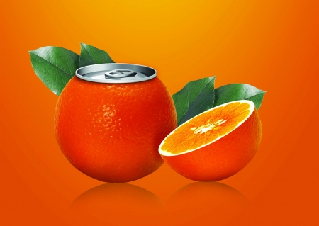 Juicy Orange - Leaves, Food, Can, Orange, Colourful