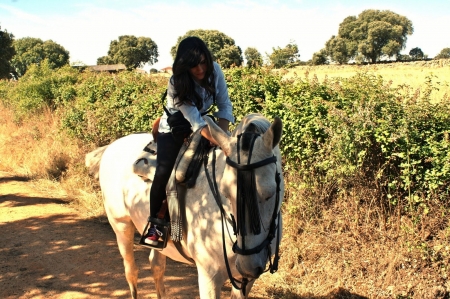 Out For A Ride . . - girls, women, style, fun, female, cowgirl, boots, outdoors, western, horses, brunettes, ranch