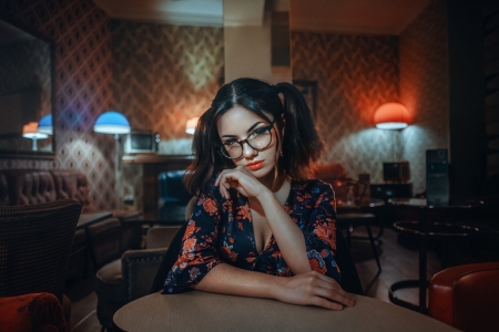 Beauty - glasses, woman, model, girl, room