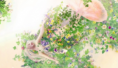 Mermaid - sirena, summer, girl, flower, pink, fantasy, mermaid, green, luminos