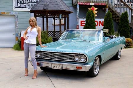 1964 Chevy Malibu SS Convertible 327 and Girl - ss, girl, malibu, chevy, muscle, car, 327, old-timer, convertible