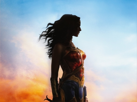 Wonder Woman - comics, fantasy, poster, girl, movie, silhouette, wonder woman