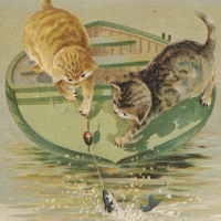 vintage post card with cats