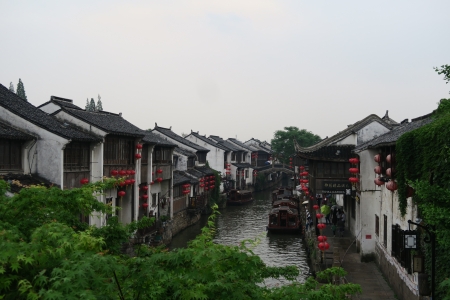 Moon river town - china, old house, water ancient city style, river, jiaxing