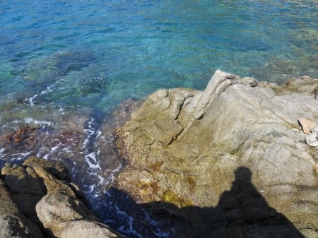 Sea 3â€š - spain, stone, beach, lloret de mar, cliff, sea, shadow