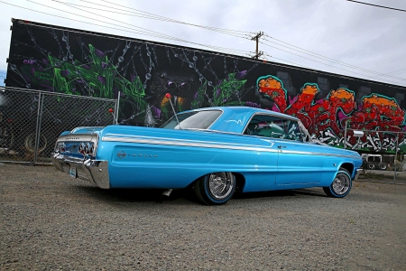 1964-Chevrolet-Impala - Classic, Bowtie, GM, Lowrider, Blue